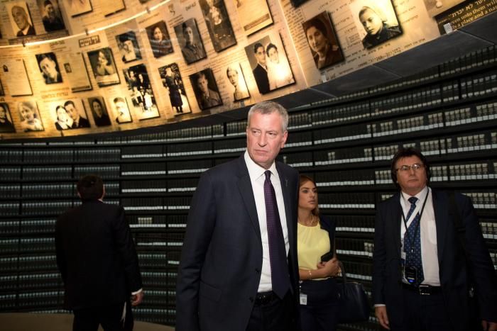 Mayor of New York City Bill de Blasio in the Hall of Names. To date, Yad Vashem has gathered the names and brief biographies of some 4.5 million individual Holocaust victims.